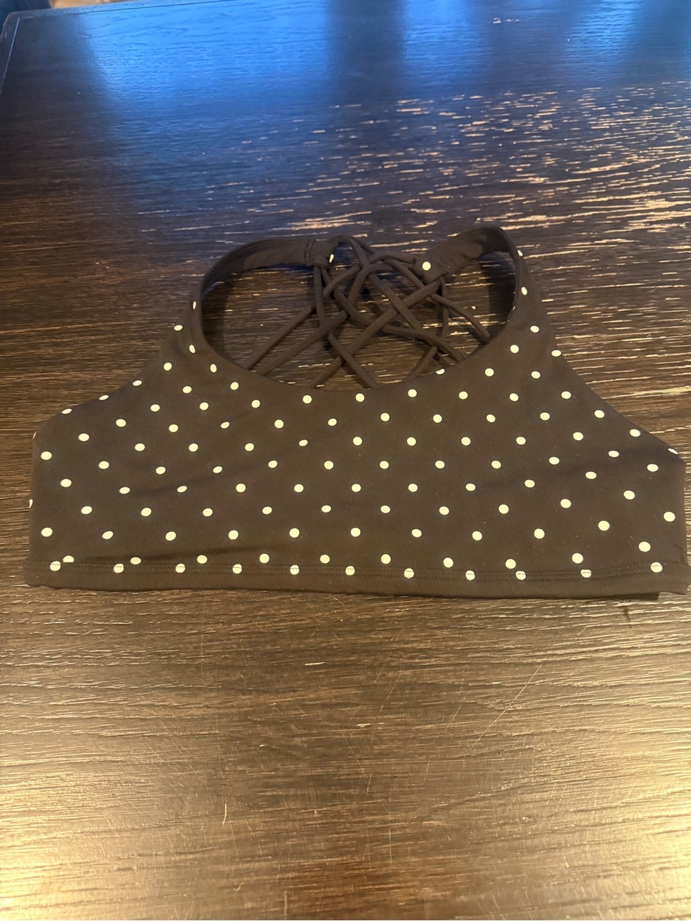 ACTA Hallie Simmons Polka Dot Crisscross Sports Bra - Black & White size L